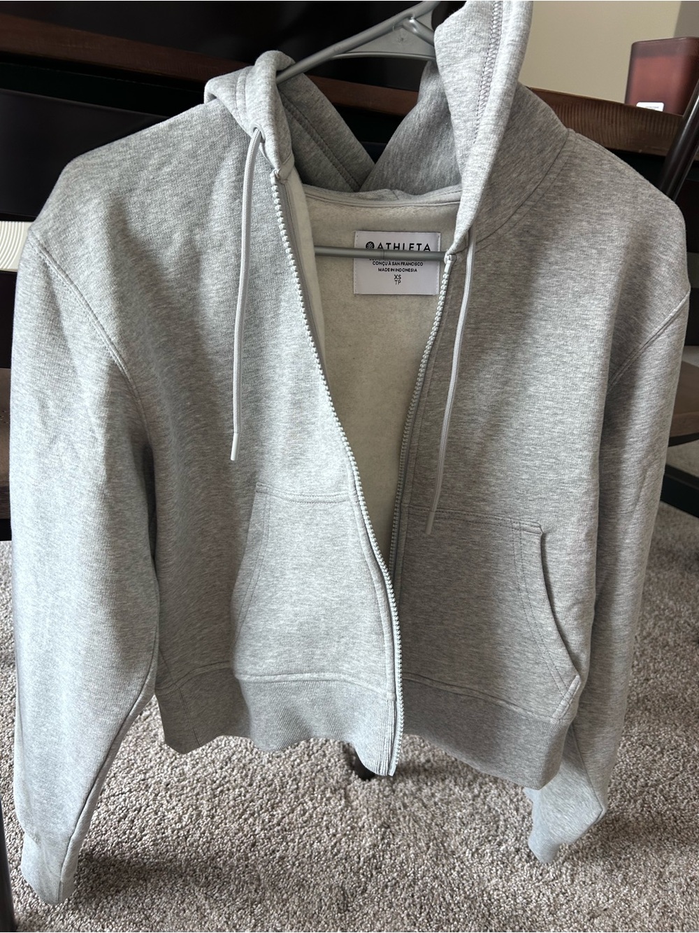 Athleta Women's Light Gray Full-Zip Hoodie Jacket